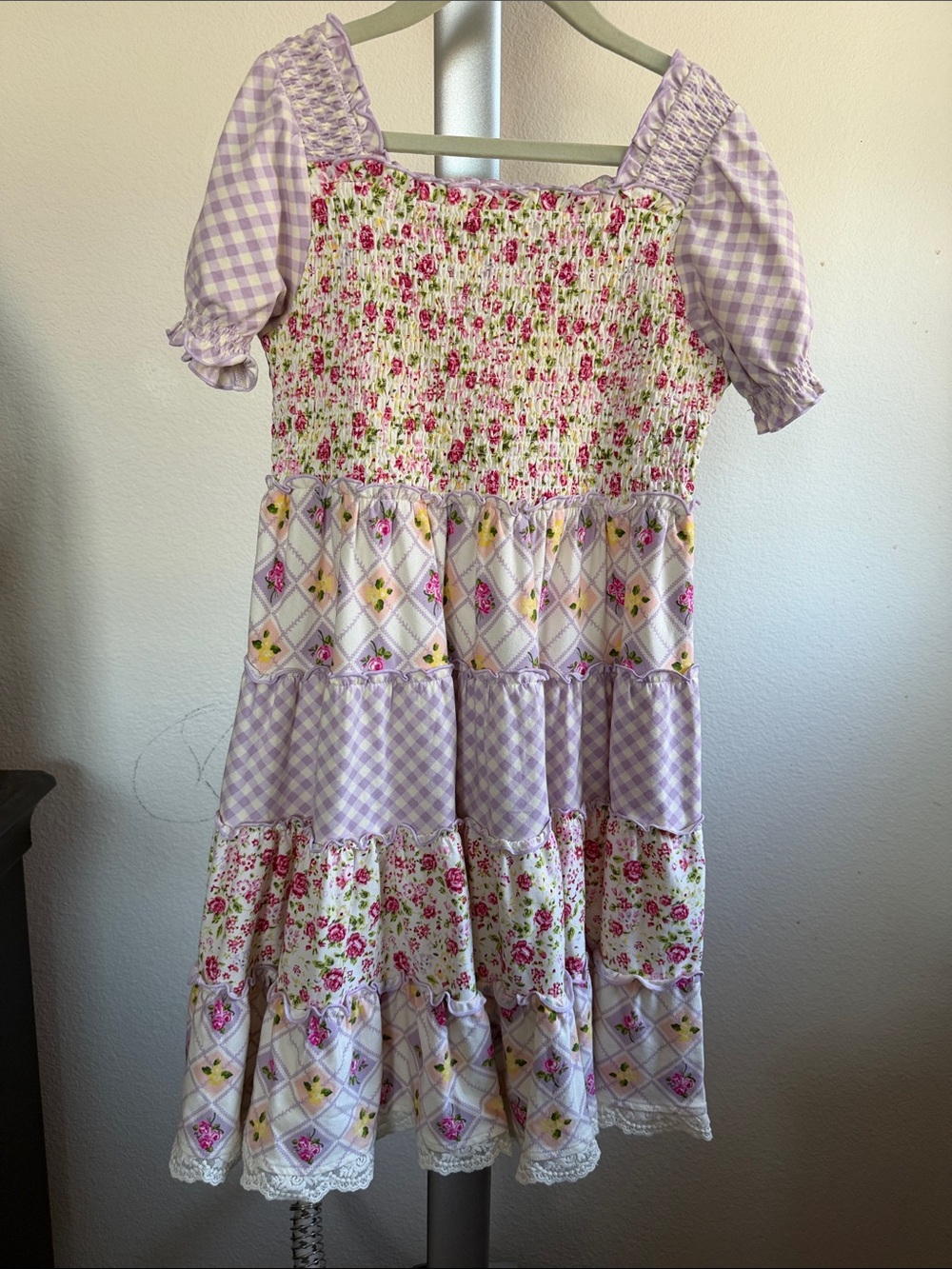 Matilda Jane Lilac and Pink Patchwork Smocked Dress